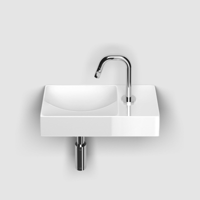Clou Vale lave-mains en céramique 38x19x7cm trou de robinet à droite Blanc brillant