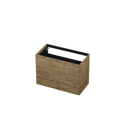 INK Wastafelonderkast - 90x45x65cm - 2 lades - push to open - met rechte opdekfronten - MFC - Naturel eiken