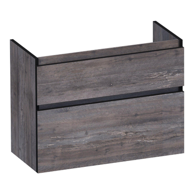 BRAUER Delight Edge meuble sous-lavabo peu profond 80 2 tiroirs softclose - sans poignées - 1 découpe pour siphon - Driftwood