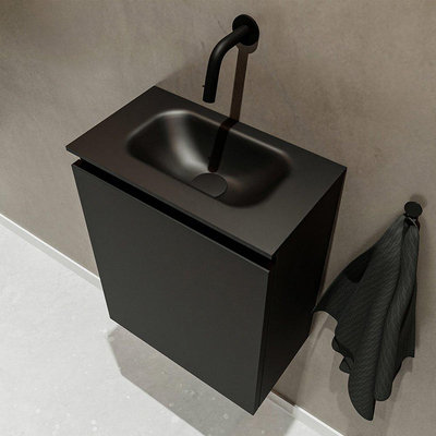 Mondiaz TURE Meuble lave-mains 40x23x50cm sans trous de robinet 1 porte Urban mat Lavabo Eden Centre Solid Surface Noir