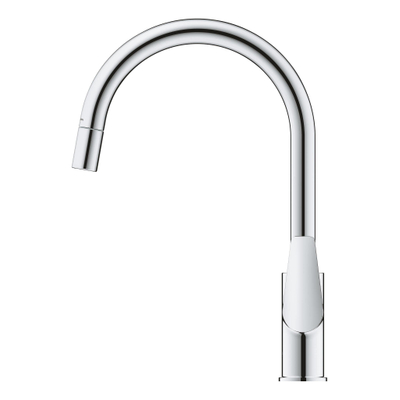 Grohe Start Edge Robinet de cuisine - 1 trou - bec haut orientable extensible - saillie 21,5 cm - levier fermé - chromé