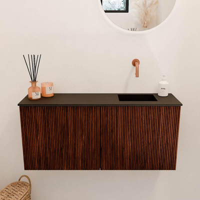 Mondiaz JOYA 90cm toiletmeubel - kleur Ruby - Wastafel FAYE positie Rechts Zonder kraangat kleur Urban.