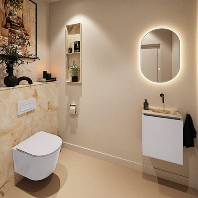 MONDIAZ TURE-DLUX 40cm toiletmeubel Cale. EDEN wastafel Frappe positie rechts. Zonder kraangat.