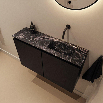 MONDIAZ TURE-DLUX Meuble toilette - 80cm - Urban - EDEN - vasque Lava - position droite - sans trou de robinet