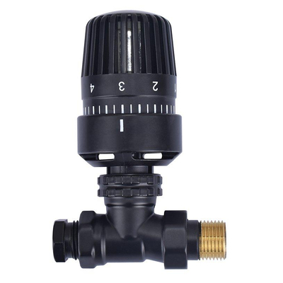 Riko robinet thermostatique de radiateur 1/2''x15mm droit noir mat