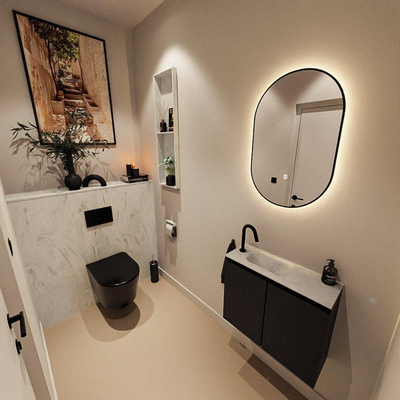 MONDIAZ TURE-DLUX 60cm toiletmeubel Urban. EDEN wastafel Opalo positie links. Met 1 kraangat.