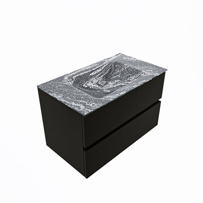 Mondiaz VICA-DLUX Badkamermeubelset - 80cm - urban - 2 lades - Inbouw wastafel CLOUD - midden - zonder kraangat - kleur Lava - XL versie 60cm hoog