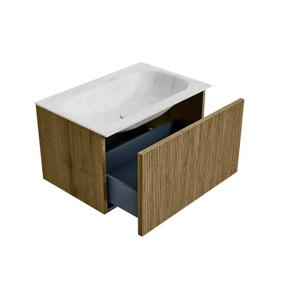 Mondiaz KURVE-DLUX Badkamermeubelset - 70x46x40cm - 1 lade - wastafel solid surface - midden - zonder kraangat - Dusk