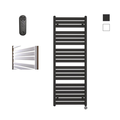 Sanicare HVS - Moda Radiateur électrique - 160x60cm - 1159W - avec télécommande - thermostat - chrome - en bas à droite - noir mat