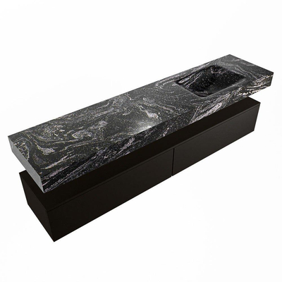 Mondiaz ALAN-DLUX Ensemble de meuble - 200cm - meuble Urban mat - 2 tiroirs - Lavabo Cloud Lava suspendu - vasque Droite - 0 trous de robinet