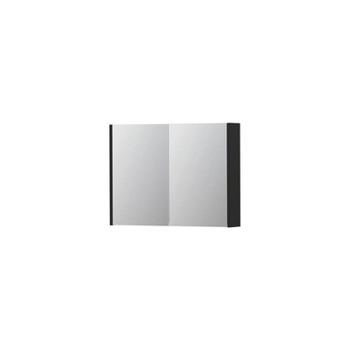 INK SPK1 spiegelkast – 80x60x14 cm – 2 deuren, dubbelzijdige spiegeldeuren – Zwart mat