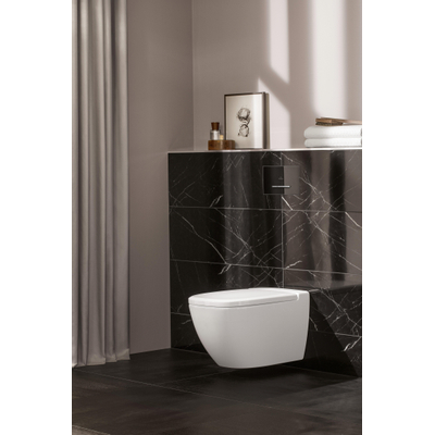 Villeroy & Boch Viconnect bedieningsplaat dualflush frontbediend - 25.3x14.5cm - glas zwart/RVS - Glass Black (glans zwart)