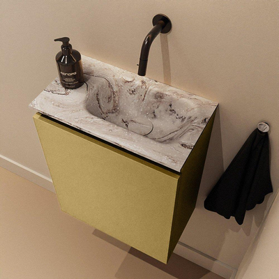 MONDIAZ TURE-DLUX Meuble de toilettes 40cm Oro. EDEN lavabo Glace position droite. Sans trou de robinet.