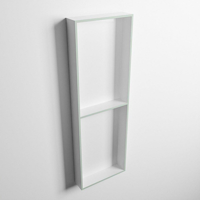 Mondiaz Easy nis 29.5x149.5x8cm voor Inbouw/opbouw 2 open vakken Solid surface Talc/Greey