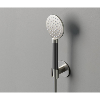 Hotbath Cobber M444 douchette à main ronde avec support mural et flexible de douche 150cm nickel brossé