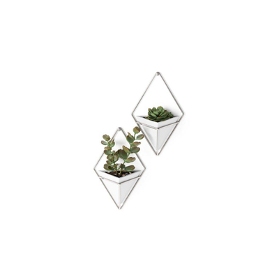 Umbra Trigg plantenhouder 6x11x19cm 2 stuks hangend keramiek wit/nikkel