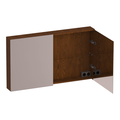 BRAUER Impress spiegelkast - 120x70x15cm - zonder verlichting - 2 dubbelzijdige spiegeldeuren - lamellen eiken bruin