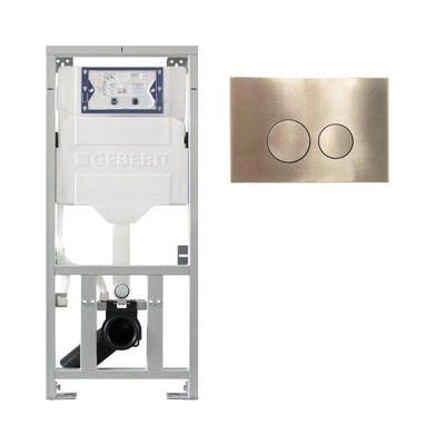 Geberit Bâti-support encastrable - UP320 - plaque de commande QeramiQ metal - DualFlush - boutons ronds - Laiton brossé
