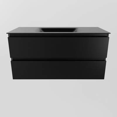 Mondiaz Aivy badmeubelset - 100x45x50cm - 0 kraangaten - 1 wasbak urban Solid surface - Midden - 2 lades - Zonder spiegel - MDF Urban