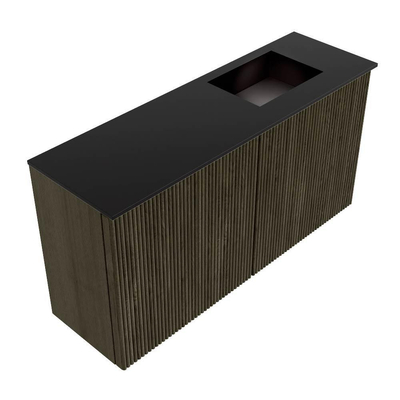 Mondiaz JOYA 80cm toiletmeubel - kleur Shadow - Wastafel FAYE positie Rechts 1 kraangat kleur Urban.