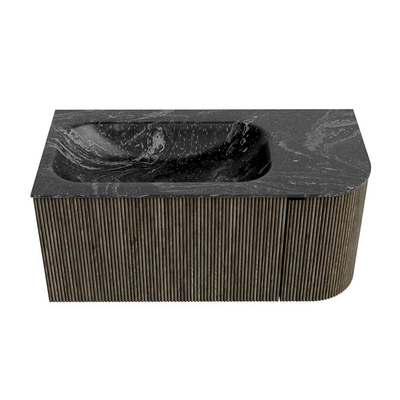 Mondiaz KURVE-DLUX Badkamermeubelset - 95x46x40cm - 1 lade - 1 deur - wastafel solid surface - links - 1 kraangat - Shadow