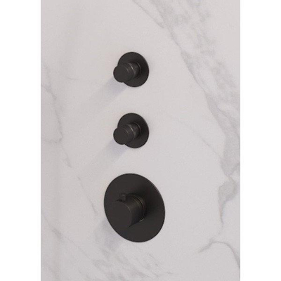 Brauer Black Edition Regendoucheset inbouw - hoofddouche 30cm - 3 gladde knoppen - rechte wandarm - handdouche staaf 1 stand - mat zwart