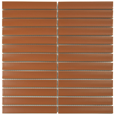 The Mosaic Factory Sevilla carreau de mosaïque - 29.6x29.9cm - carreau mural - Rectangle - kitkat finger - Porcelaine - mat Terra Cotta (rouge)