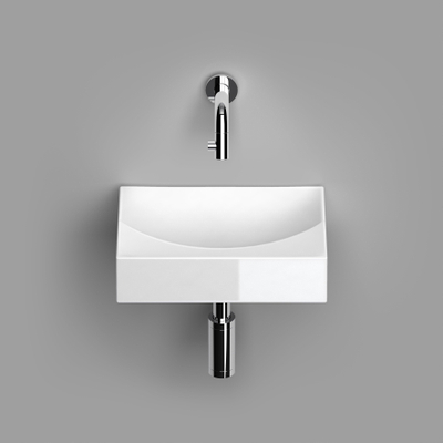 Clou Vale lavabos de toilette en céramique lave-mains 28x19x7cm sans trou de robinet Blanc brillant