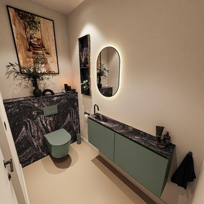 MONDIAZ TURE-DLUX 120cm toiletmeubel Army. EDEN wastafel Lava positie links. Met 1 kraangat.