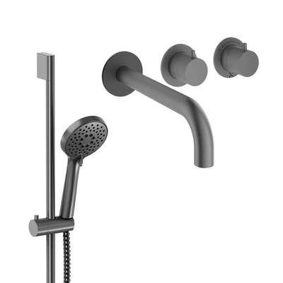 Crosswater MODULE Badkraanset - 2 hendels - baduitloop - handdouche - glijstang - slate gunmetal (antraciet)