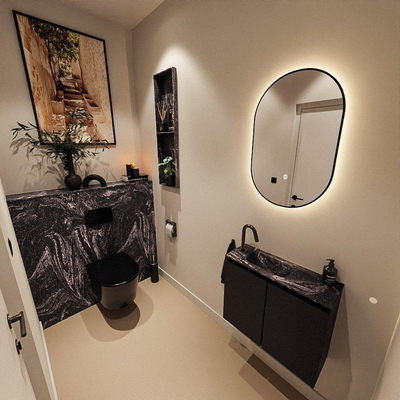 MONDIAZ TURE-DLUX 60cm toiletmeubel Urban. EDEN wastafel Lava positie links. Met 1 kraangat.