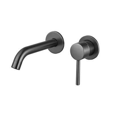 Fortifura Calvi Wastafelkraan - inbouw - met inbouwdeel - PVD - geborsteld gunmetal (antraciet)