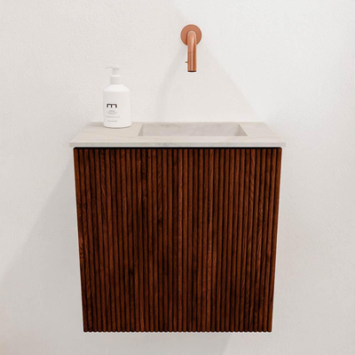 Mondiaz JOYA-DLUX 40cm toiletmeubel - kleur Ruby - Wastafel FAYE positie Rechts Zonder kraangat kleur Ostra.