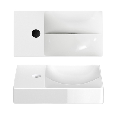 Clou Vale lavabos céramique lave-mains 38x19x7cm trou de robinetterie à gauche Blanc brillant