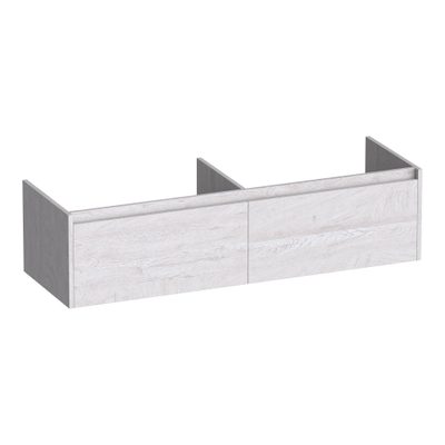 BRAUER Embrace meuble sous-lavabo - 139x35x45.5cm - 2 tiroirs softclose - sans poignée - 2 découpes pour siphon - Forest Seashell