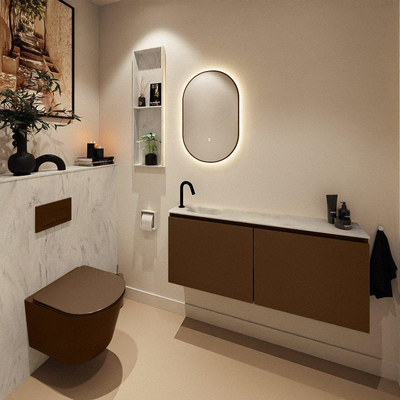 MONDIAZ TURE-DLUX meuble WC 120 cm Rust. EDEN lavabo Opalo position gauche. Avec 1 trou de robinet.