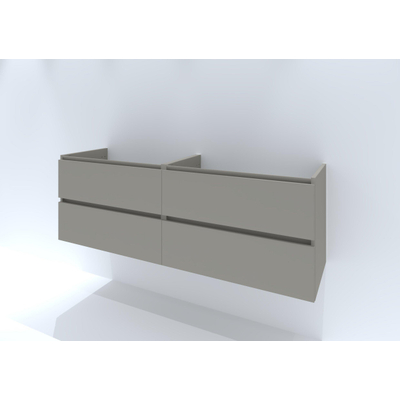 HR badmeubelen Infinity Meuble sous-lavabo - 160x44.8x55cm - 4 tiroirs - double découpe pour siphon - sans poignées - beige mat