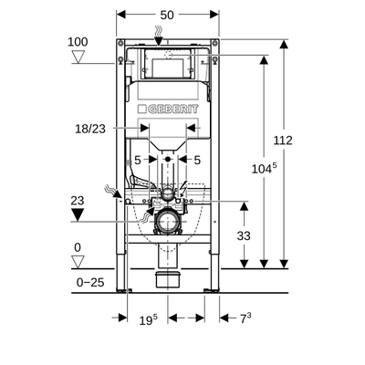 Geberit Duofix WC suspendu 112cm sigma 12cm et boîte de raccordement électrique.