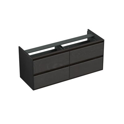 Forzalaqua Reno 2.0 meuble sous-lavabo 140x51x60cm avec 4 tiroirs sans poignées à fermeture douce Chêne massif Black oiled