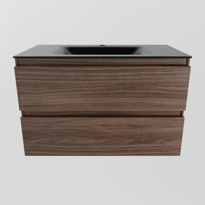 Mondiaz Aivy badmeubelset - 80x45x50cm - 1 kraangat - 1 wasbak urban Solid surface - Midden - 2 lades - Zonder spiegel - Melamine Mocha