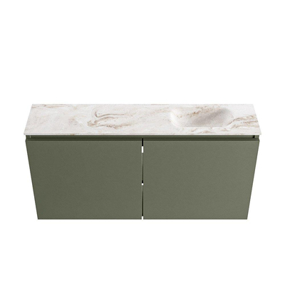 MONDIAZ TURE-DLUX 100cm toiletmeubel Army. EDEN wastafel Frappe positie rechts. Met 1 kraangat.