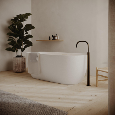 Ideavit Archtec Baignoire autoportante - 170x80x63cm - texture roche - trou de trop-plein - pieds réglables - blanc