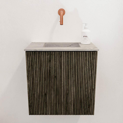 Mondiaz JOYA-DLUX 40cm toiletmeubel - kleur Shadow - Wastafel FAYE positie Midden Zonder kraangat kleur Glace.