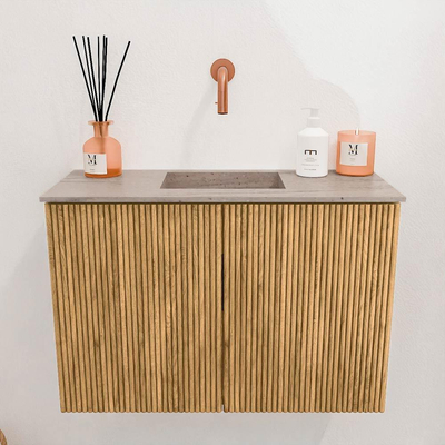 Mondiaz JOYA-DLUX 60cm toiletmeubel - kleur Oak - Wastafel FAYE positie Midden Zonder kraangat kleur Saba.