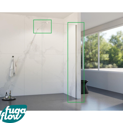 FugaFlow Eccelente Vetro ensemble de profil 200cm + barre de renfort 120cm en inox brossé -