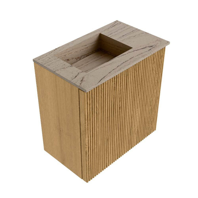 Mondiaz JOYA-DLUX 40cm toiletmeubel - kleur Oak - Wastafel FAYE positie Links Zonder kraangat kleur Arena.
