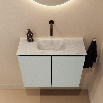 MONDIAZ TURE-DLUX meuble WC 60cm Greey. EDEN lavabo Opalo position milieu. Sans trou de robinet.