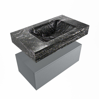 Mondiaz ALAN-DLUX Ensemble de meuble - 80cm - meuble Plata mat - 1 tiroir - Lavabo Cloud Lava suspendu - vasque Centre - 1 trou de robinet