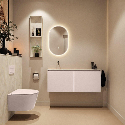 MONDIAZ TURE-DLUX Meuble toilette - 120cm - Rosee - EDEN - vasque Ostra - position gauche - sans trou de robinet