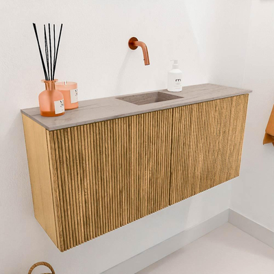 Mondiaz JOYA-DLUX 90cm toiletmeubel - kleur Oak - Wastafel FAYE positie Midden Zonder kraangat kleur Saba.